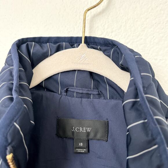 [J. Crew] Navy Blue Excursion Vest Striped Quilted Down Filled Puffer Vest Sz XS - Picture 9 of 10
